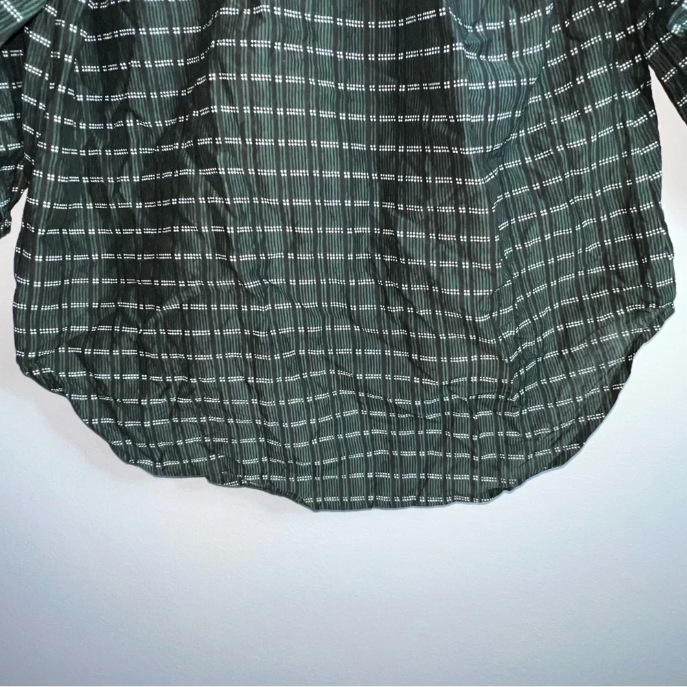 Apiece Apart Mitte Striped Top forest green stripe XS peasant blouse cotton silk - Picture 13 of 14